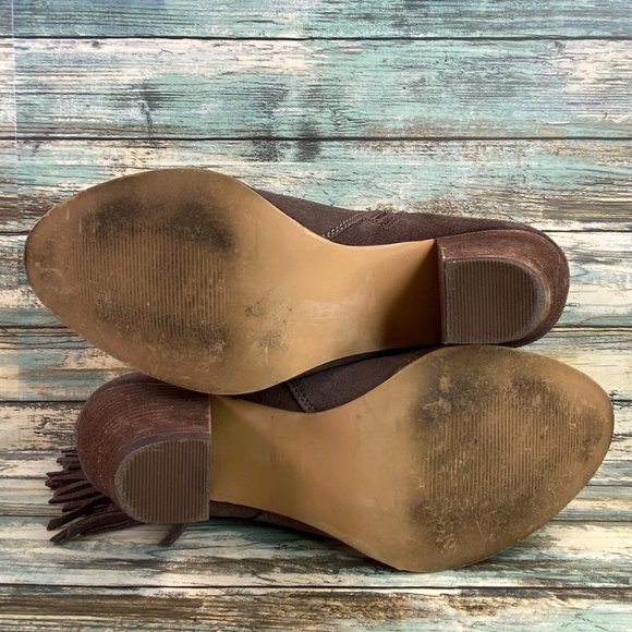 Steve Madden Ohio Womens Ankle Boot Size 8M Gray Suede Fringe Zip Western Bootie - Picture 7 of 13